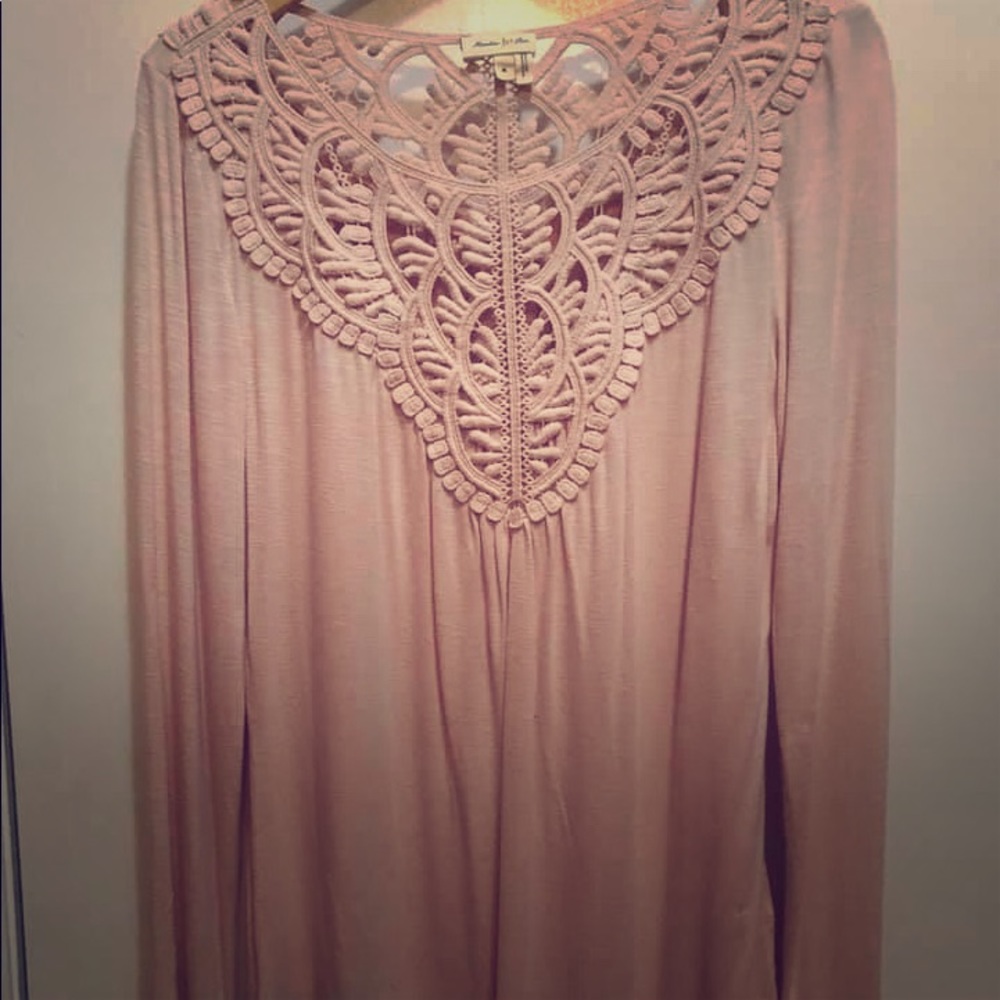 Pink Top with Crochet Detail